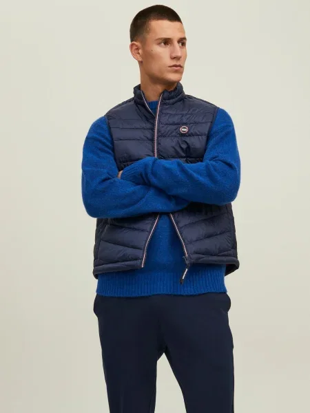 JACK & JONES Brezrokavnik Ehero mornarska / rdeča bela