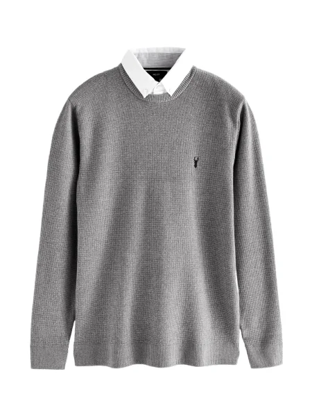 Next Pulover gri deschis / negru alb