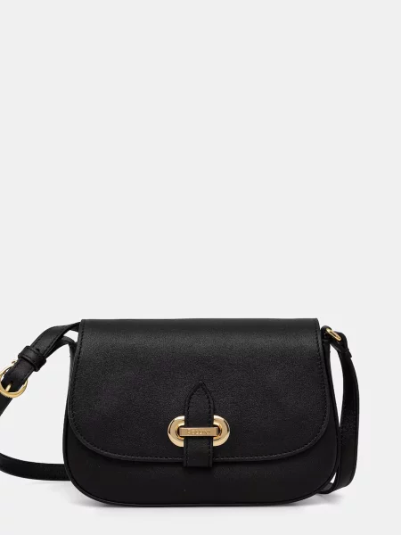 Pollini klasična torbica usnjena črna