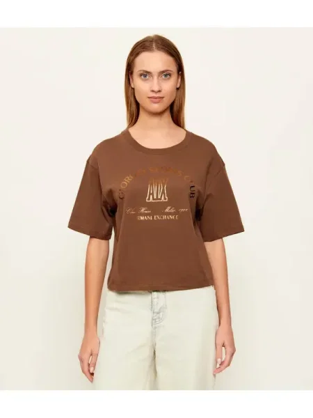 Armani Exchange Tricou | Cropped Fit maro