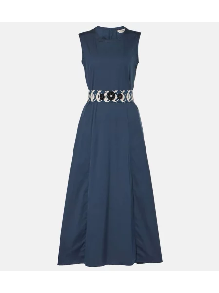 Sukienka midi S Max Mara do kolan popelinowa garniturowa niebieska