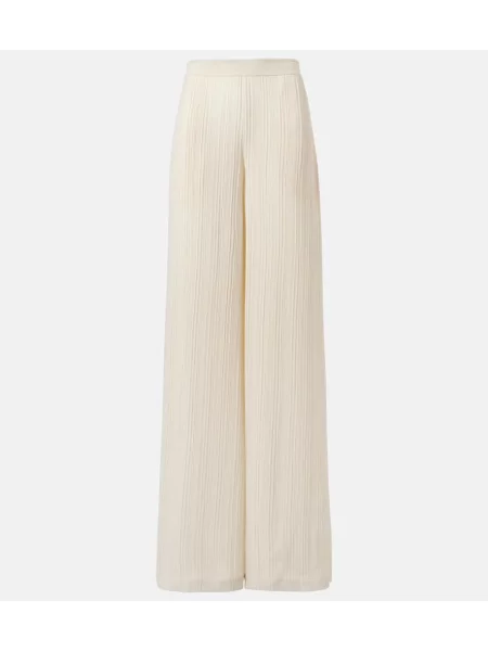Pantaloni Joseph din jacard plisate alb