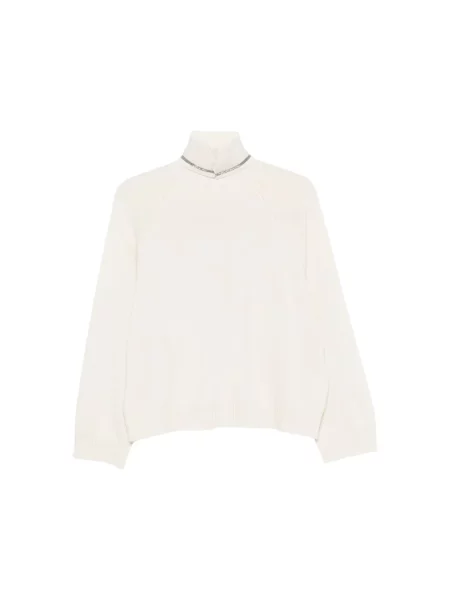Sweter z golfem Brunello Cucinelli biały