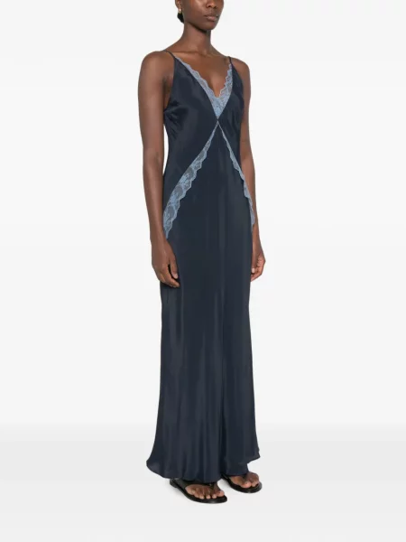Rochie maxi Sir din dantelă albastru