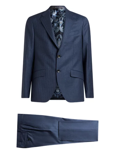 Costum Etro de lână cu dungi de costum albastru