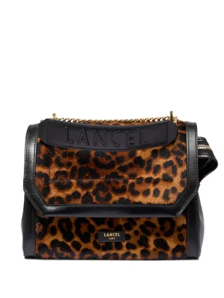 Geantă Lancel cu imagine cu model leopard negru