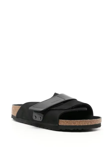 Sandale Birkenstock din piele de căprioară fără toc negru
