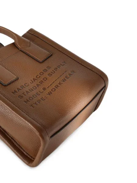 Geantă shopper Marc Jacobs din piele cu autograf maro