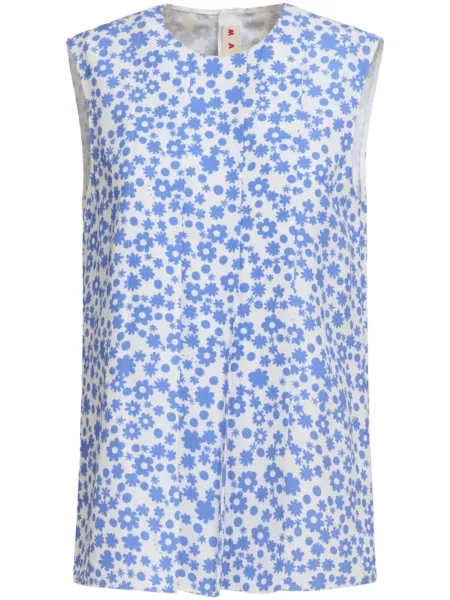 Bluzka Marni w kwiatki z nadrukiem niebieska