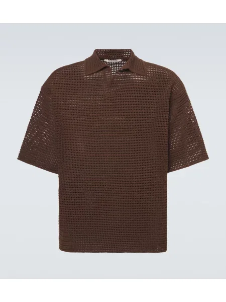 Svilena polo majica Auralee rjava