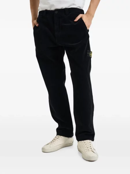 Pantaloni chino Stone Island de catifea cord cu strasuri negru