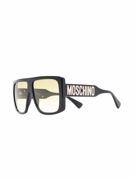 Kvadratiniai akiniai nuo saulės Moschino Eyewear su autografu juoda