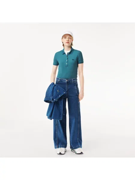 Lacoste Koszulka Polo Z Elastycznej Bawełny Slim Fit niebieski