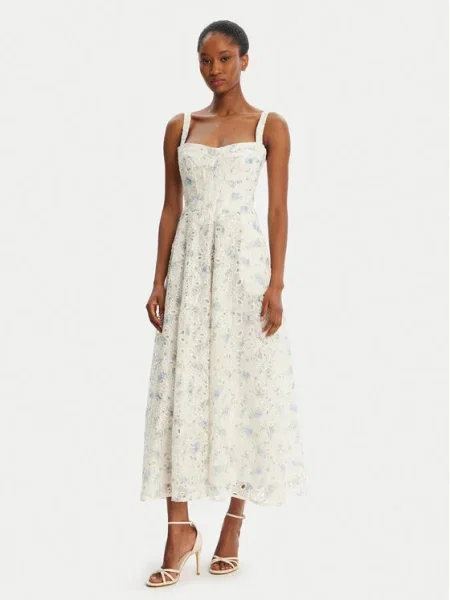 BARDOT Лятна рокля Adaline Broderie бял