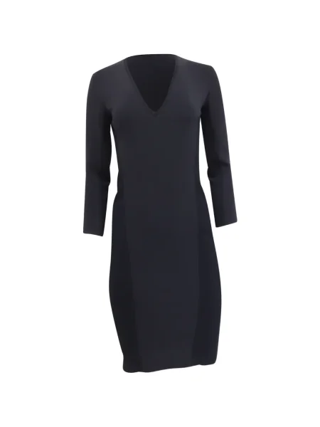 Długa sukienka maxi Max Mara z dekoltem w serek garniturowa niebieska