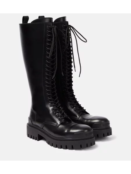 Botine Balenciaga cu șireturi din piele negru