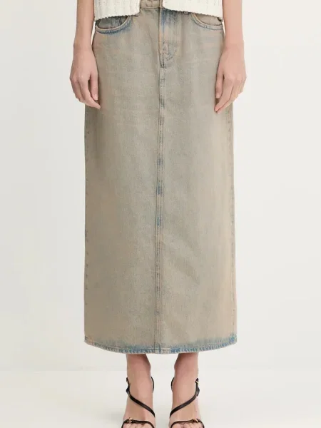 Samsoe Samsoe fustă jeans Saelsie Long maxi drept bej