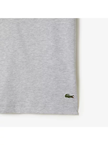Lacoste Koszulka Z Nadrukiem Z Bawełnianego Dżerseju Lacoste szara