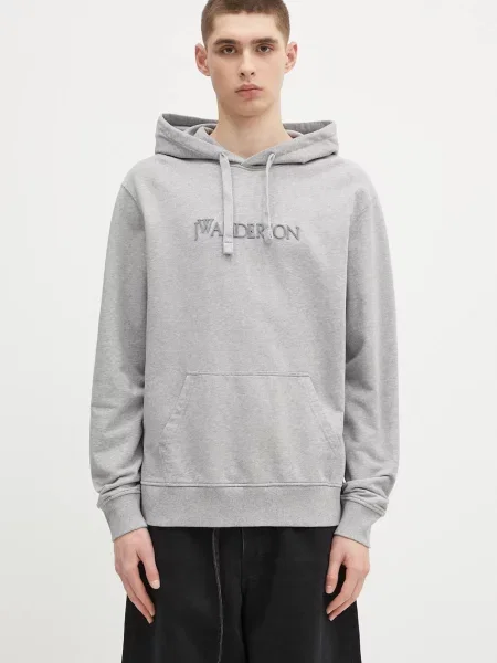 JW Anderson hanorac de Logo Embroidery cu glugă cu imprimeu gri
