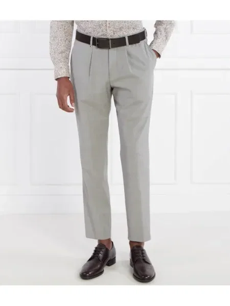 BOSS BLACK De lână pantaloni negru