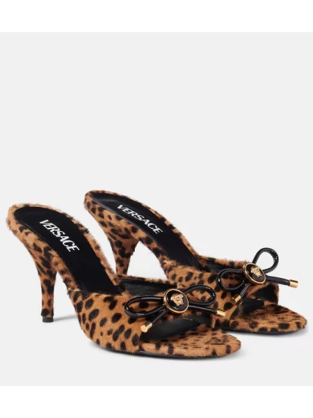 Mules Versace z lokom z leopardjim vzorcem rjava