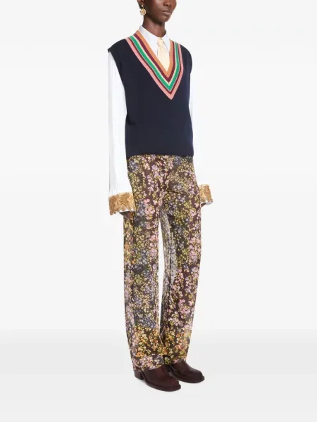 Pantaloni Dries Van Noten din jacard maro