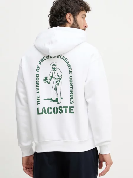 Lacoste pulover s kapuco bombažen bela