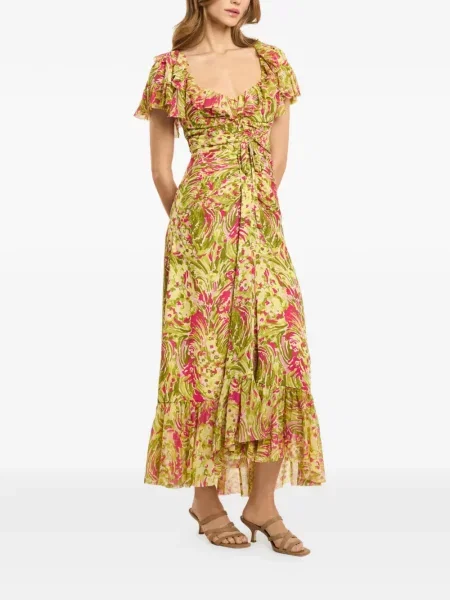 Rochie Cinq A Sept cu volane verde