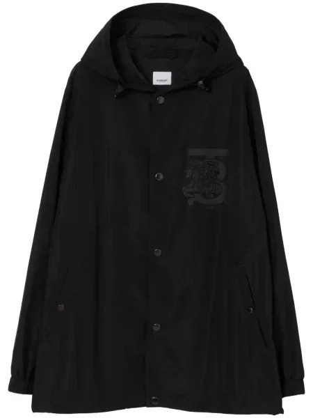 Geacă Burberry cu glugă cu imagine negru