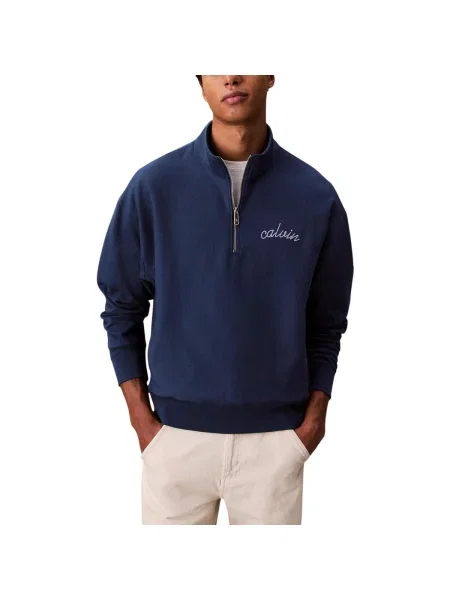 Geacă de blugi Calvin Klein Jeans din material terry albastru