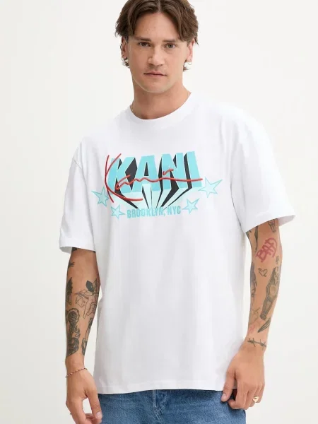 Karl Kani tricou din alb cu imprimeu albastru