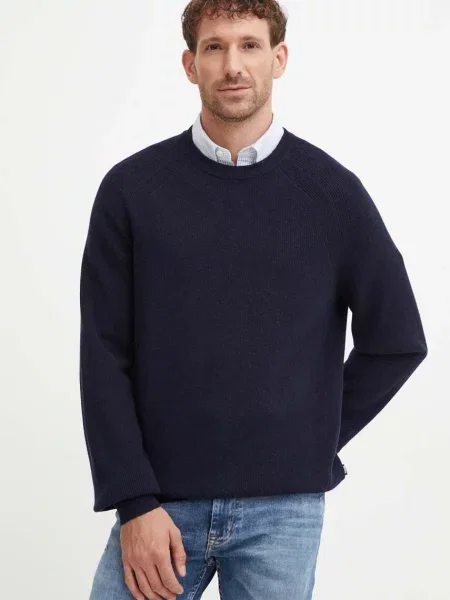 BOSS pulover din amestec de lana barbati marin albastru