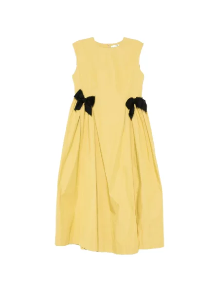 Rochie midi Parlor cu funde fără mâneci galben