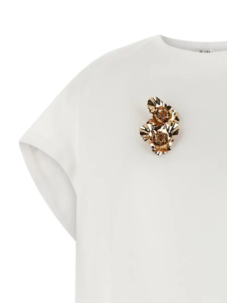 Majica Di.la3 Pari' s cvjetnim printom s okruglim izrezom bijela