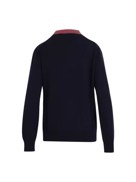 Sweter N°21 wełniany z kołnierzem niebieski