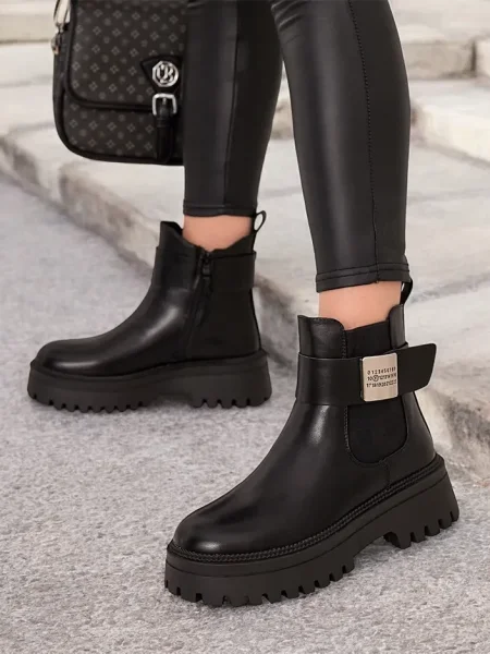 Botine Resti din piele negru