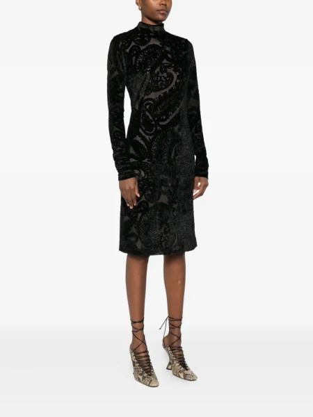 Rochie Etro de catifea cu model paisley de costum negru