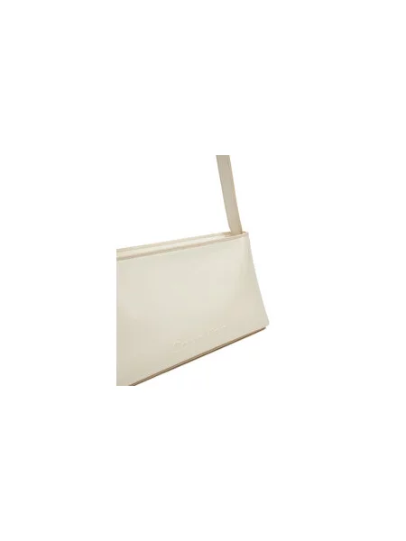 Calvin Klein Torbica Embossed Logo Shoulder Bag Écru bež