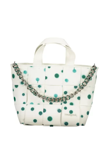 Geantă shopper Desigual cu buline cu aplicații alb