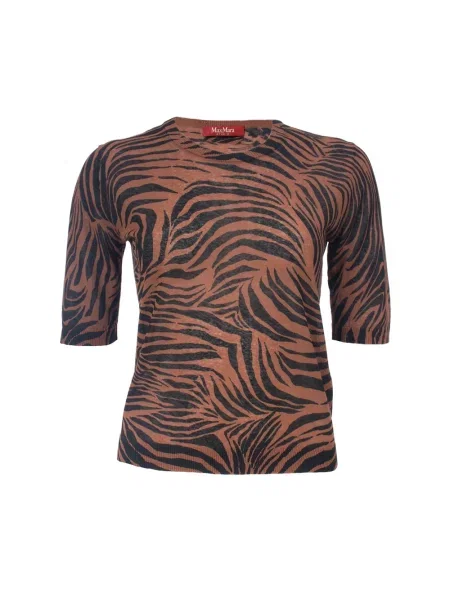 Dzianinowy sweter Max Mara Studio brązowy