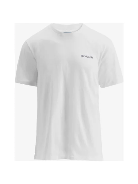 Koszulka damska z krótkim rękawem Columbia CSC Outdoor Back Graphic beżowy jasnoniebieski ciemnoniebieski S biały