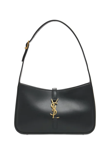 Kožená hobo kabelka Saint Laurent čierna