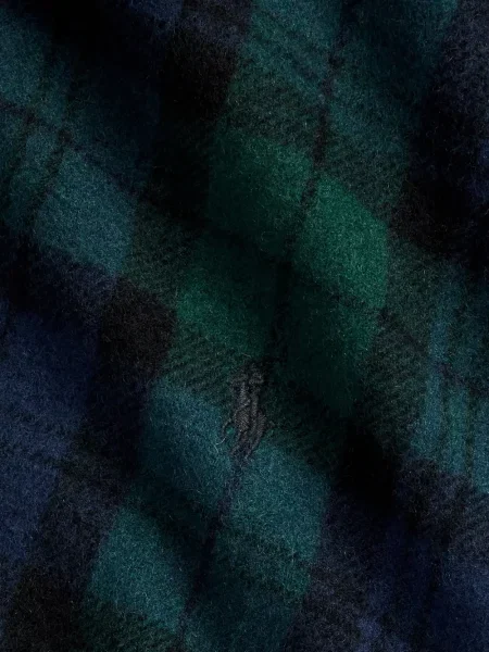 Fular Polo Ralph Lauren din fleece cu franjuri în carouri verde