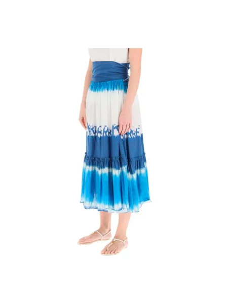 Tie dye spódnica midi Alberta Ferretti do kolan niebieska