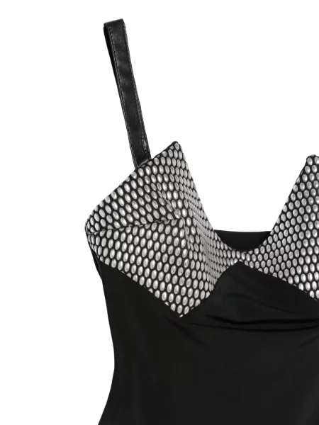 Кожаный презрамки боди Mitiliane Couture с шипове черно