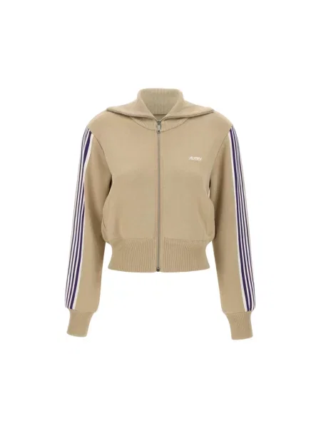 Dzianinowy sweter Autry w paski beżowy