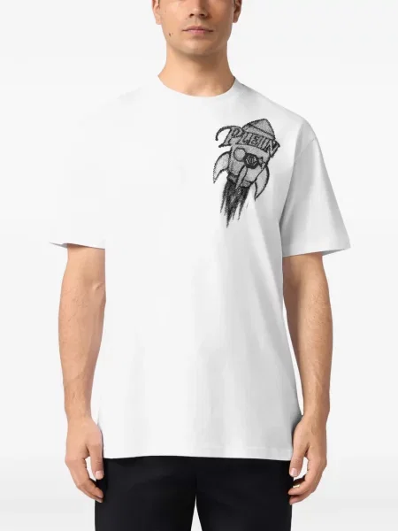 Stras tricou Philipp Plein alb