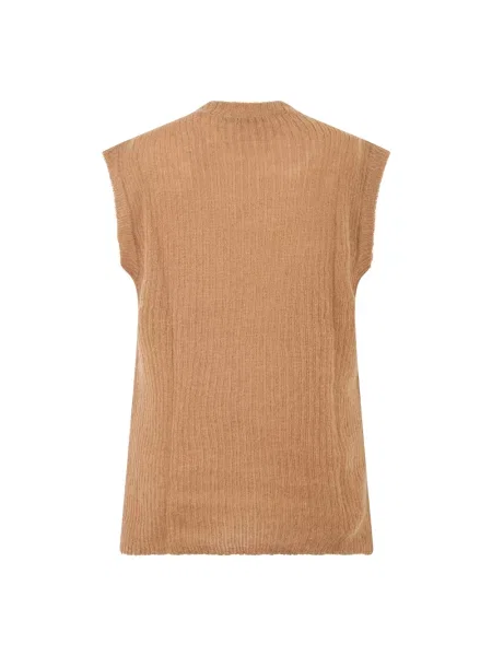 Sweter Alberta Ferretti wełniany bez rękawów beżowy