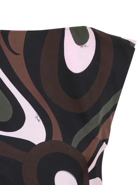 Top Pucci de mătase cu imagine cu imprimeu abstract negru