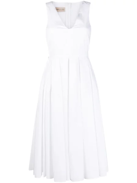 Rochie fără mâneci Blanca Vita fără mâneci cu decolteu în V de costum alb